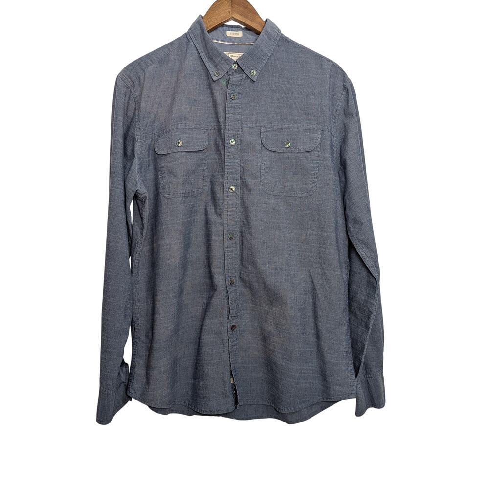 Alexander Julian Men's Long Sleeve Button-down Shirt Stone Blue Size L